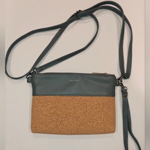 Pixie Mood Large Nicole Pouch Wristlet Crossbody Purse-Teal/Cork